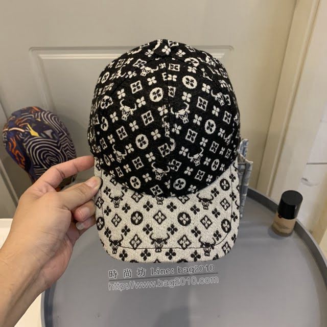 LV新品男士帽子 路易威登做舊拼接印花鴨舌帽棒球帽  mm1661